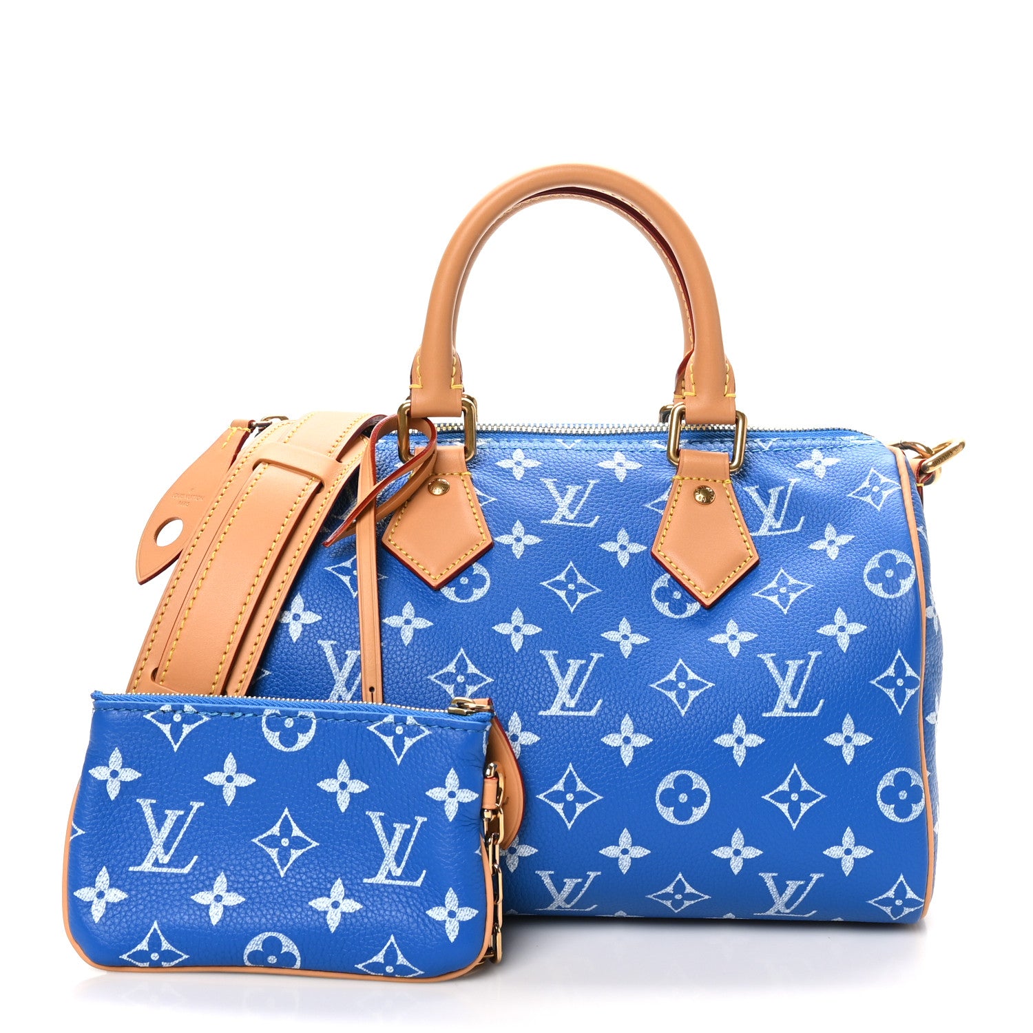Louis Vuitton Calfskin Monogram Speedy P9 Bandouliere 25 Blue 4 of 11