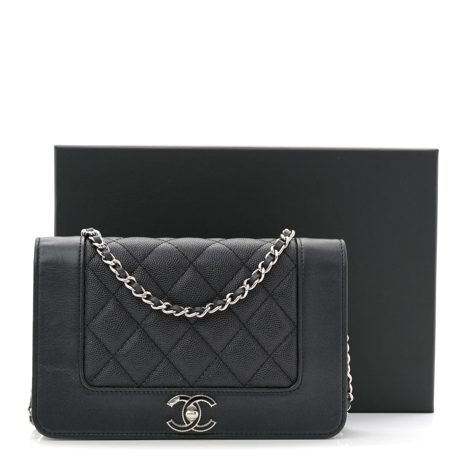 Chanel Caviar Quilted Vintage Mademoiselle Wallet On Chain WOC Black 11 of 11