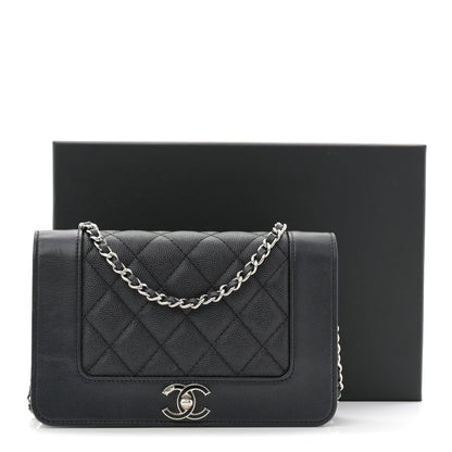 Chanel Caviar Quilted Vintage Mademoiselle Wallet On Chain WOC Black 11 of 11