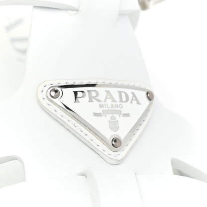 Prada Foam Rubber Metal Triangle Logo Monolith 55mm Cage Sandals 40 White 10 of 10