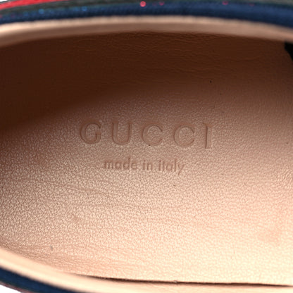 Gucci Lurex Calfskin Web GG Monogram Womens Falacer Sneakers 38 Iridescent Blue Iridescent Red Silver 9 of 10