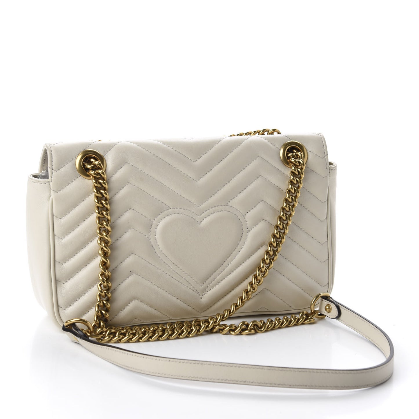Calfskin Matelasse Small GG Marmont Shoulder Bag White