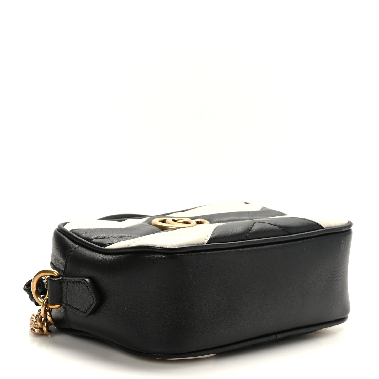Calfskin Matelasse Mini GG Marmont Chain Shoulder Bag Black White