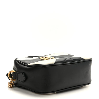 Gucci Calfskin Matelasse Mini GG Marmont Chain Shoulder Bag Black White 4 of 9
