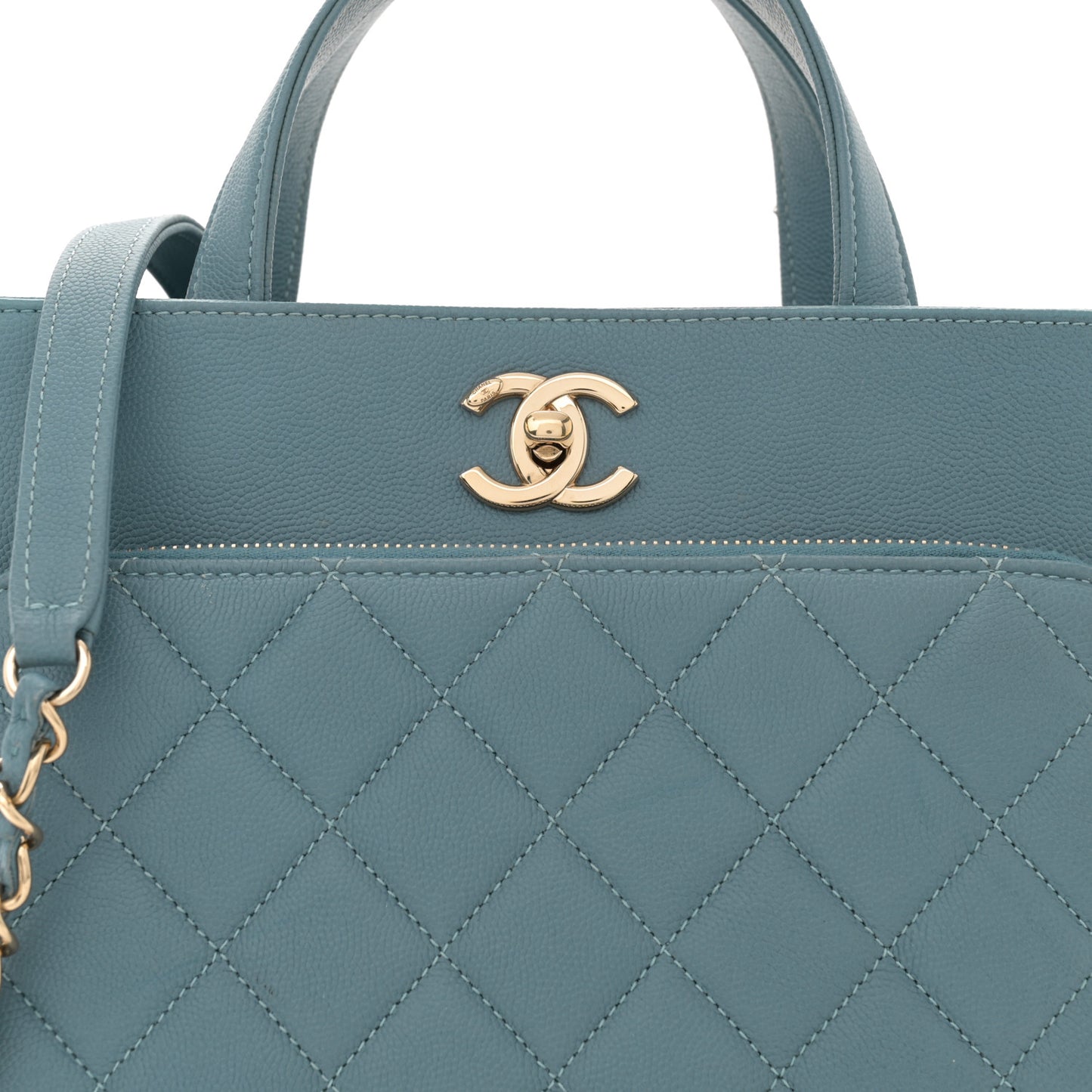 Caviar Quilted Small Business Affinity Shopping Bag Blue