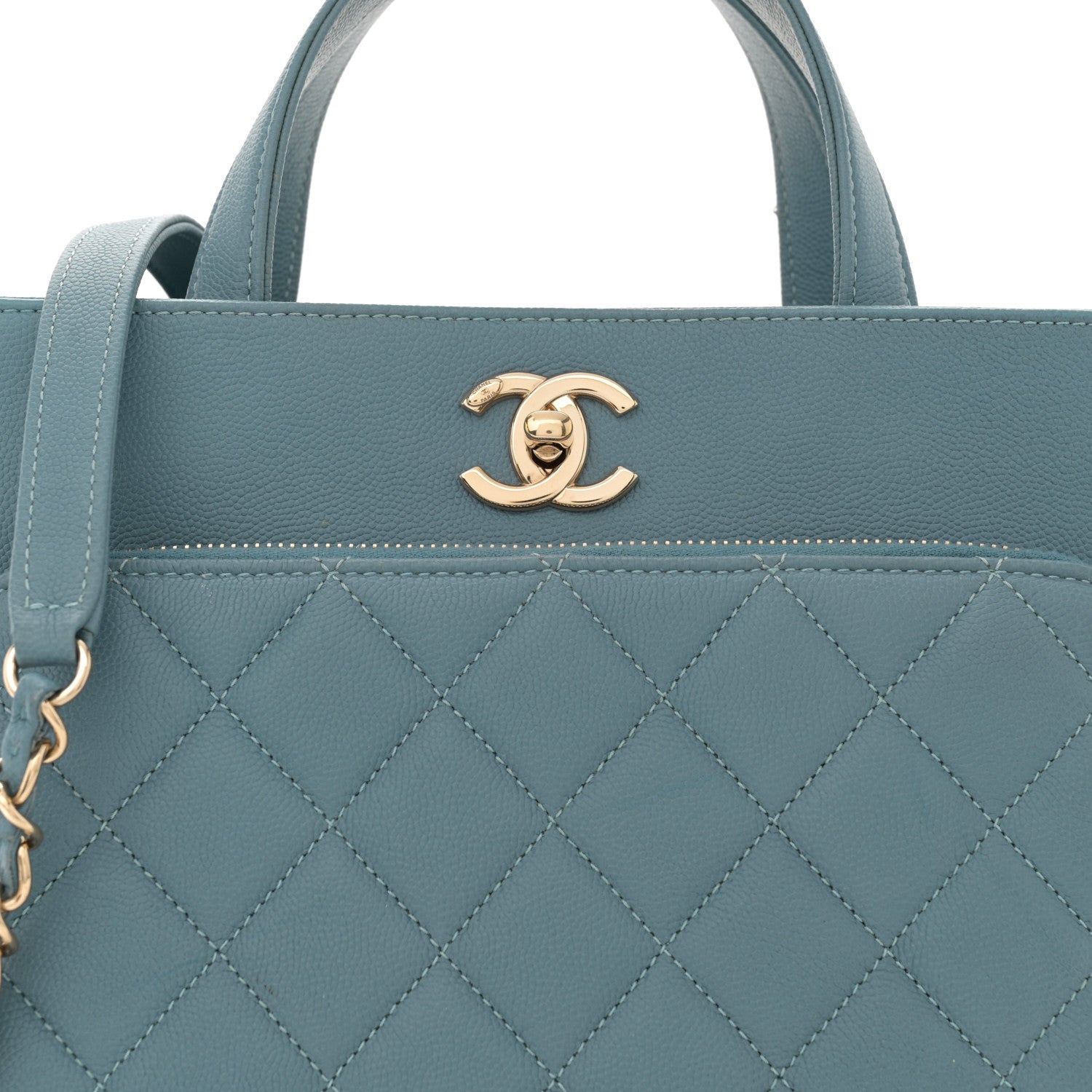 Chanel Caviar Quilted Small Business Affinity Shopping Bag Blue 8 of 12