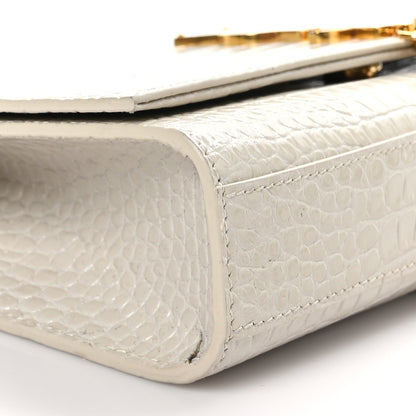 Saint Laurent Calfskin Crocodile Embossed Medium Classic Monogram Kate Tassel Satchel Crema Soft 7 of 9
