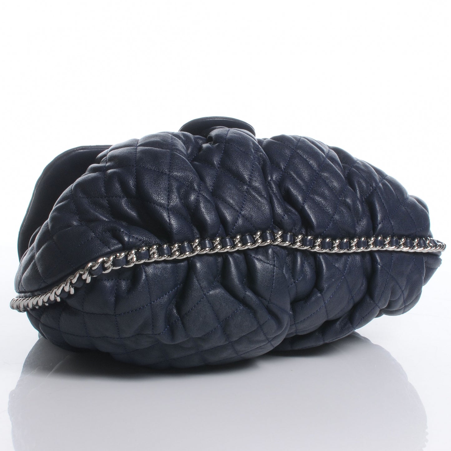 Leather Chain Around Large Messenger Navy