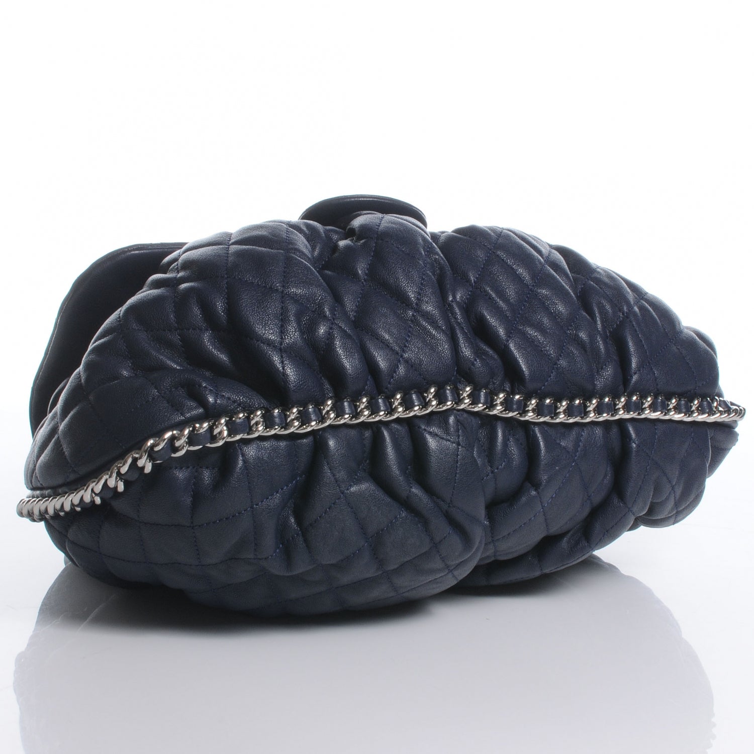 Chanel Leather Chain Around Large Messenger Navy 4 of 8