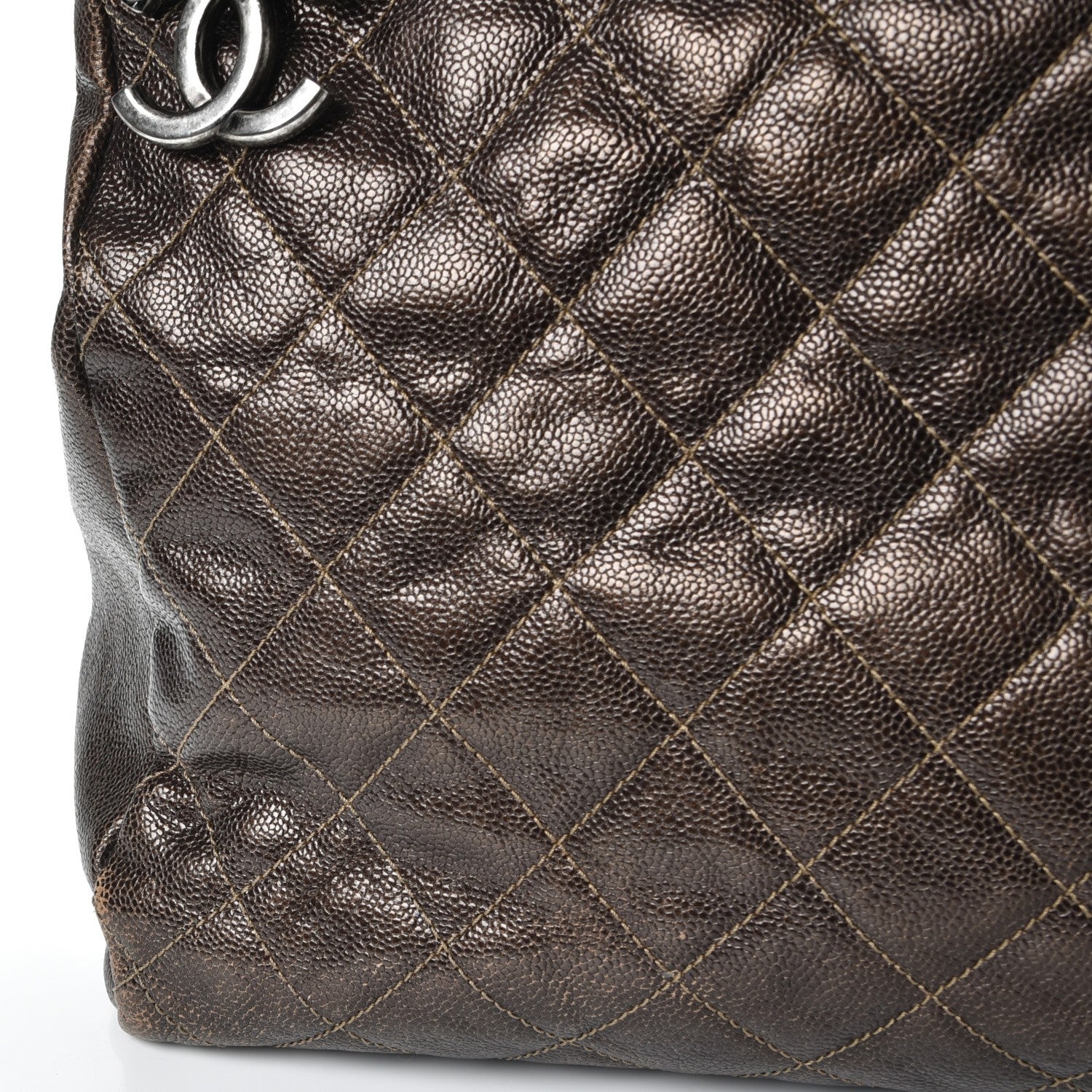 Chanel Iridescent Caviar Quilted Tall Chic Shopping Tote Dark Gold 10 of 16