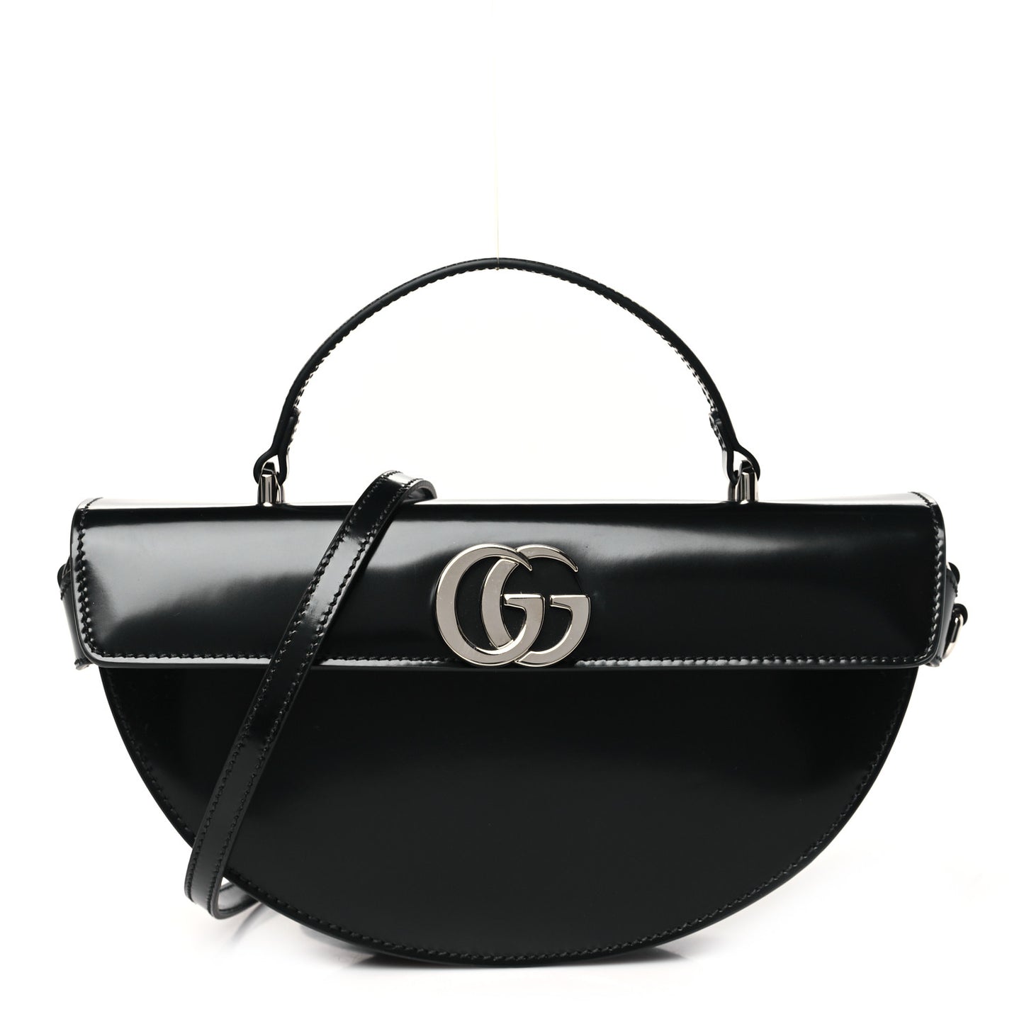 Calfskin Matelasse GG Marmont Half Moon Top Handle Bag Black