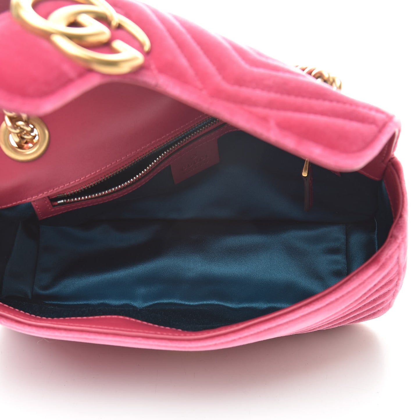 Velvet Matelasse Small GG Marmont Shoulder Bag Fuchsia Violet Cyclamen