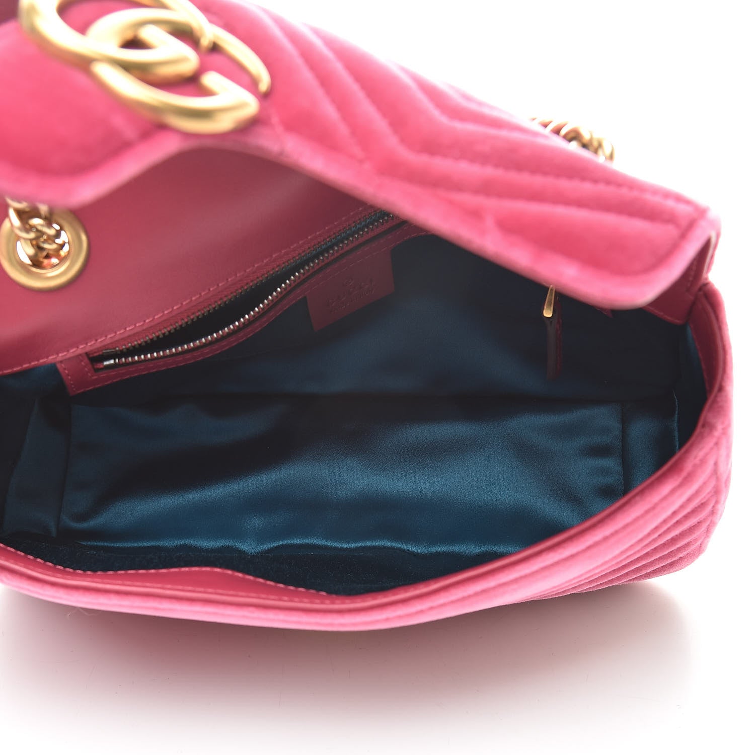 Gucci Velvet Matelasse Small GG Marmont Shoulder Bag Fuchsia Violet Cyclamen 5 of 13