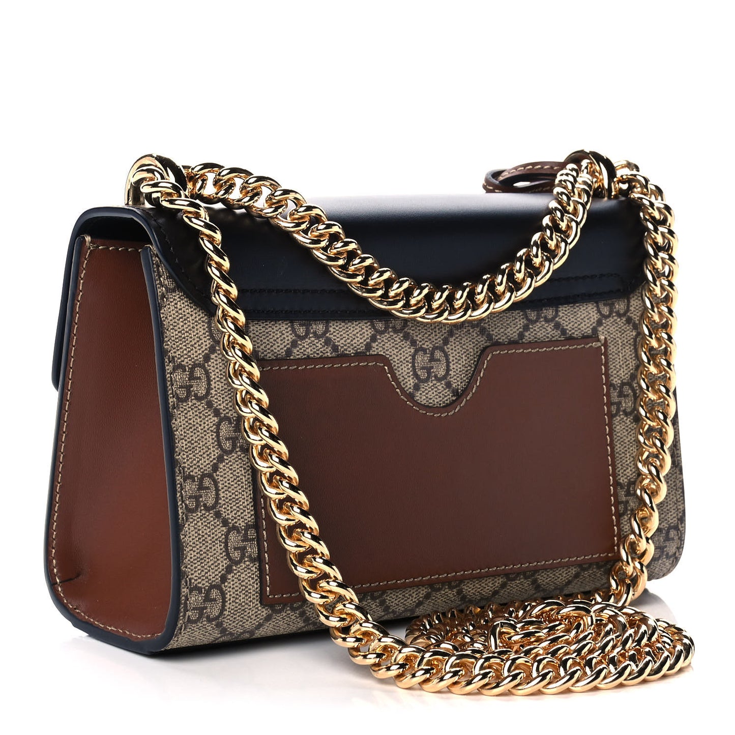 GG Supreme Monogram Calfskin Small Padlock Shoulder Bag Beige Black Cuir