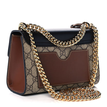 Gucci GG Supreme Monogram Calfskin Small Padlock Shoulder Bag Beige Black Cuir 3 of 11