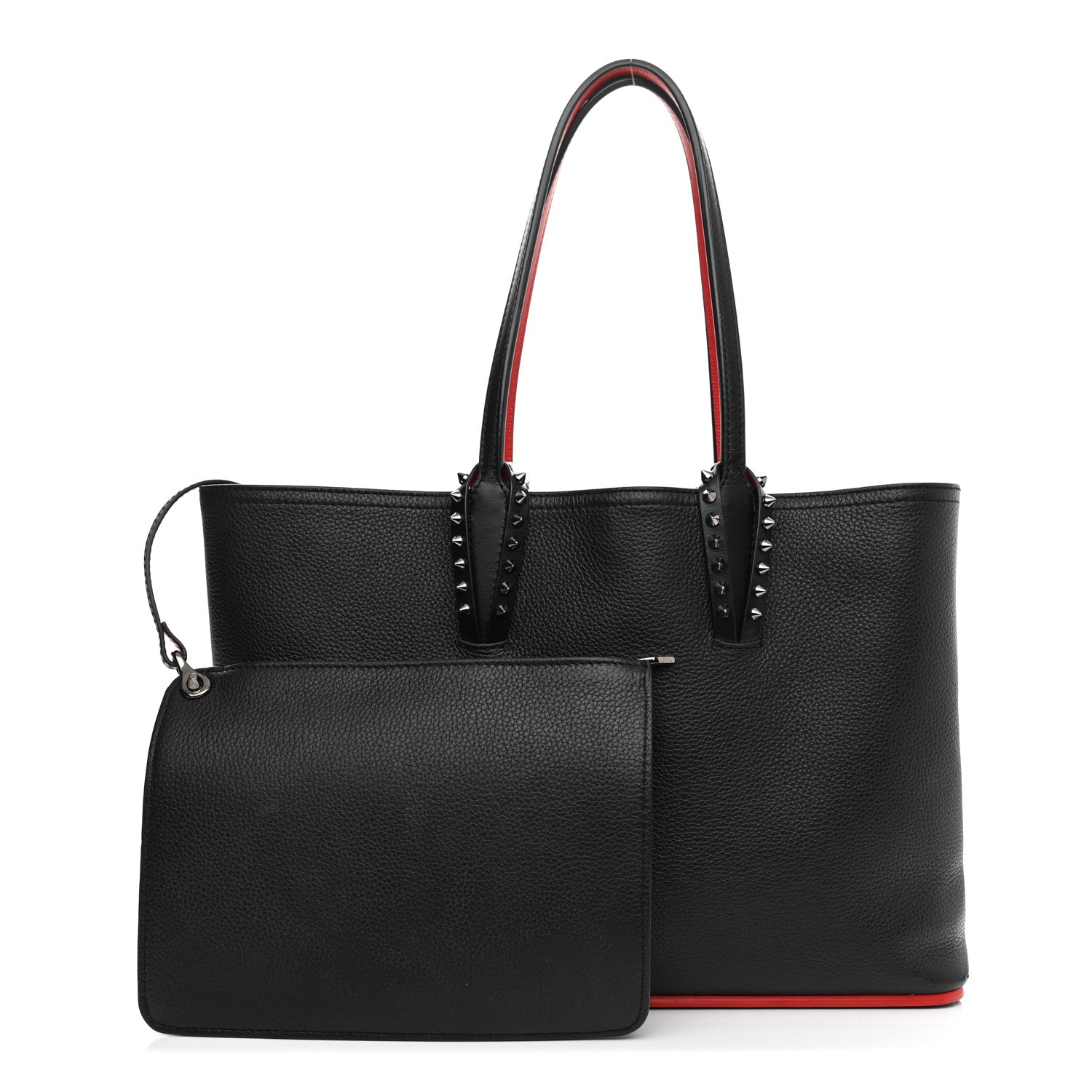 Christian Louboutin Calfskin Spikes Small East West Cabata Tote Black 1 of 12