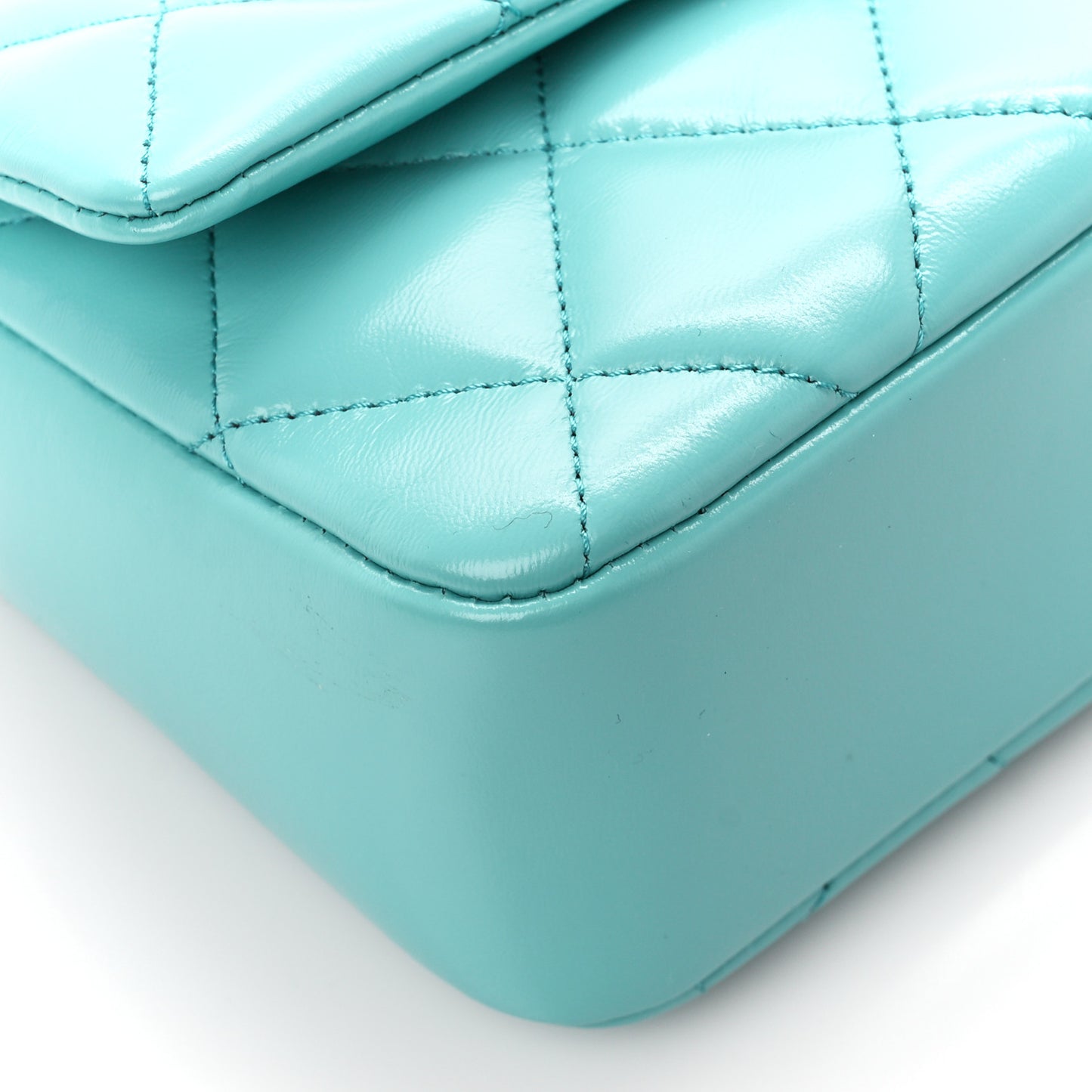 Shiny Lambskin Quilted Mini Coco Trip Flap Bag Turquoise