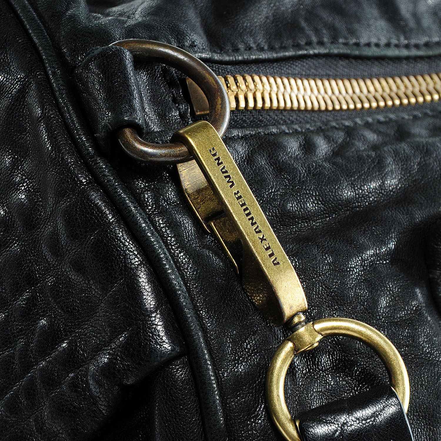 Alexander Wang Leather Rocco Duffel Black With Antique Brass Hardware 7 of 7