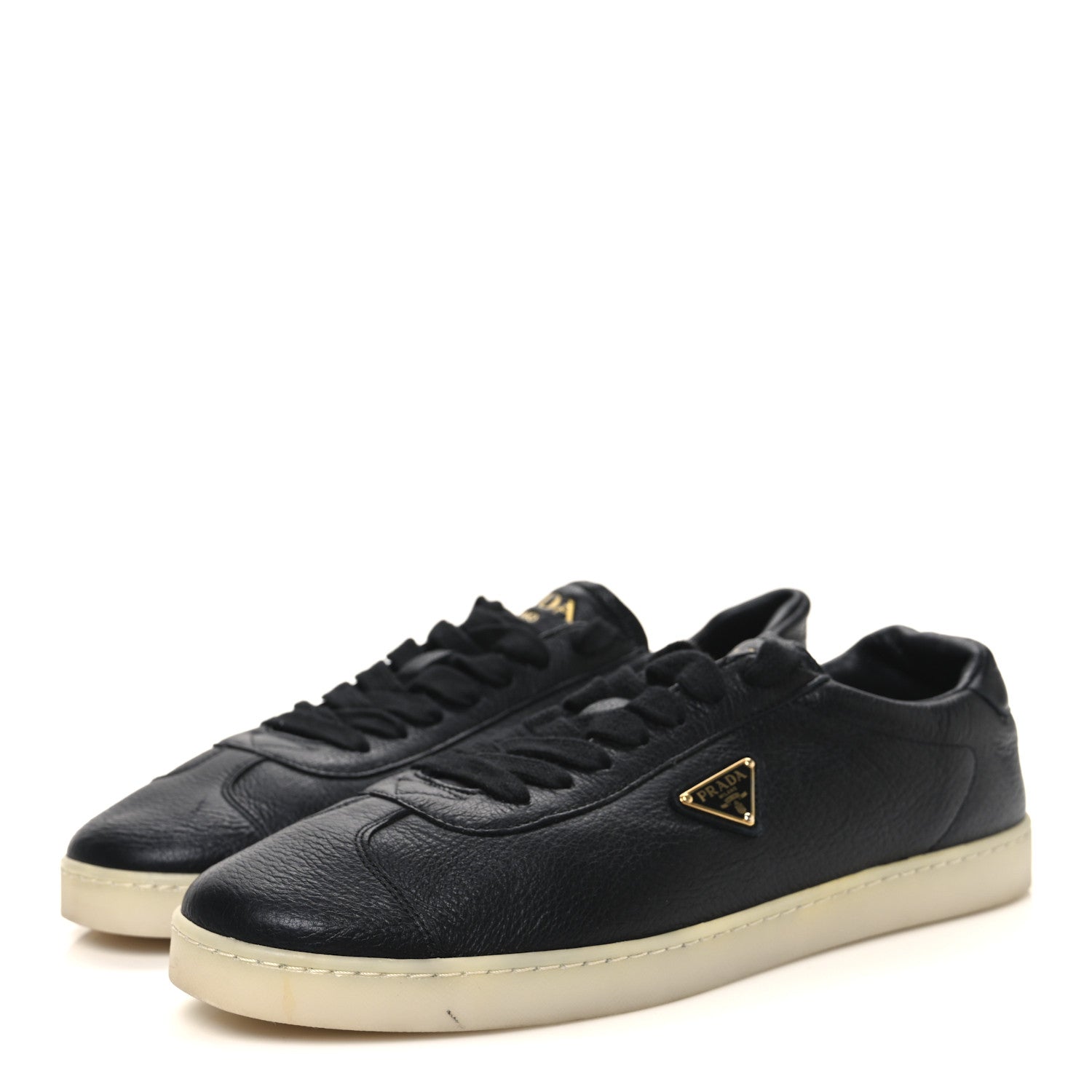Prada Deerskin Triangle Logo Mens Low Top Lane Sneakers 9.5 Black 4 of 9