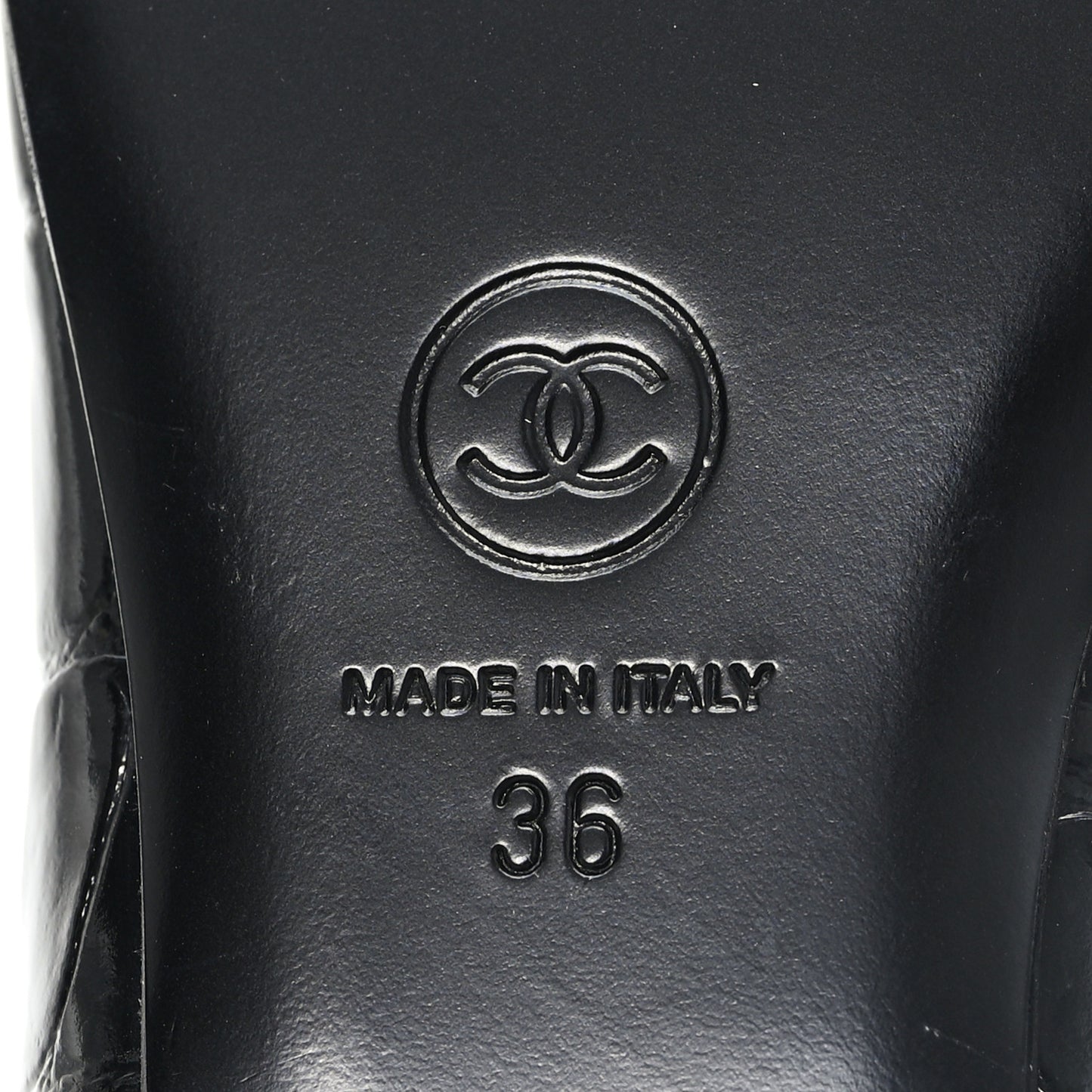 Patent Calfskin Crocodile Embossed Ballet Flats 36 Black
