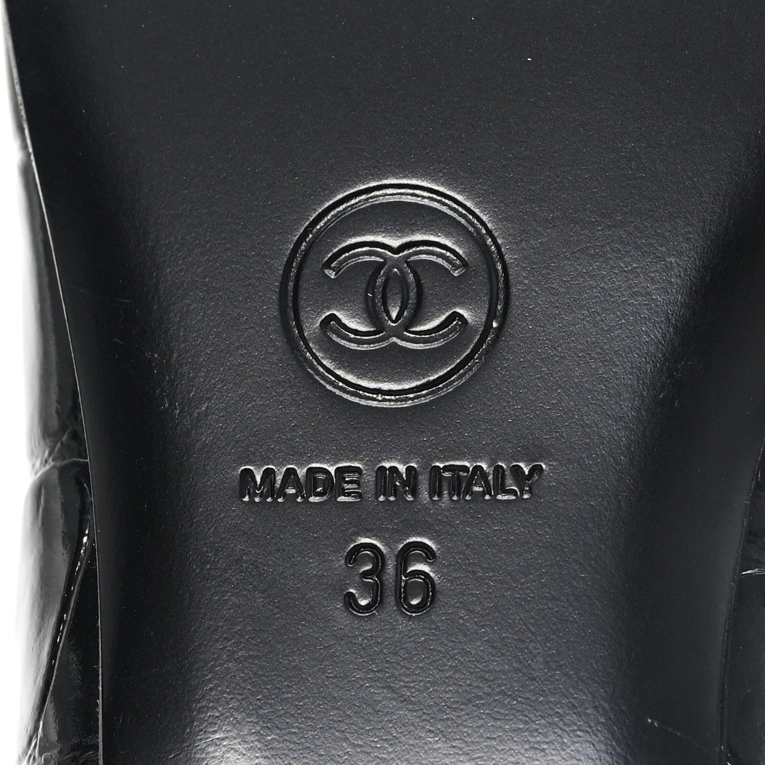 Chanel Patent Calfskin Crocodile Embossed Ballet Flats 36 Black 7 of 10