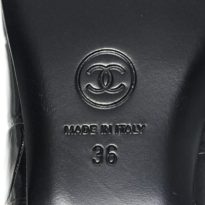 Chanel Patent Calfskin Crocodile Embossed Ballet Flats 36 Black 7 of 10