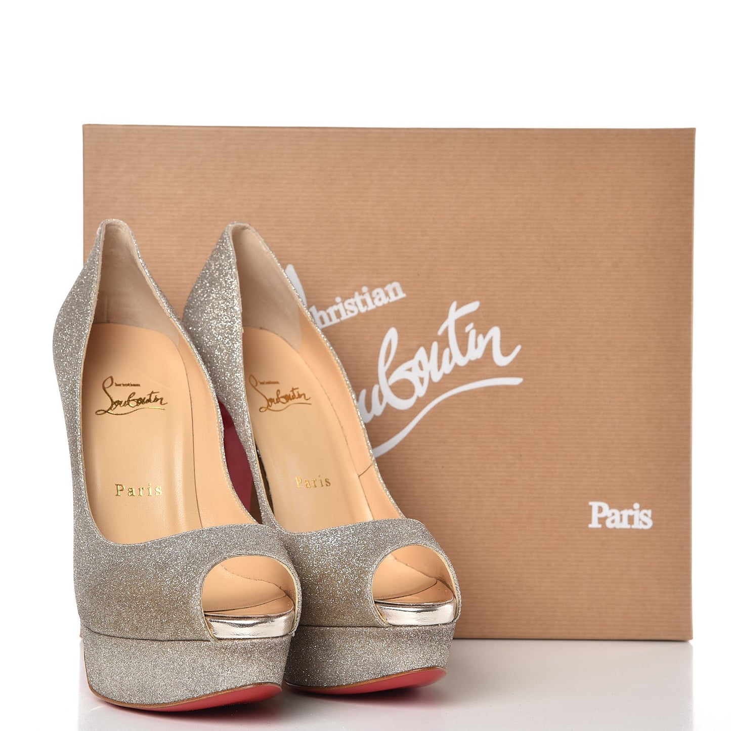 Mini Glitter Lady Peep 150 Pumps 39 Ivory Havana Beige