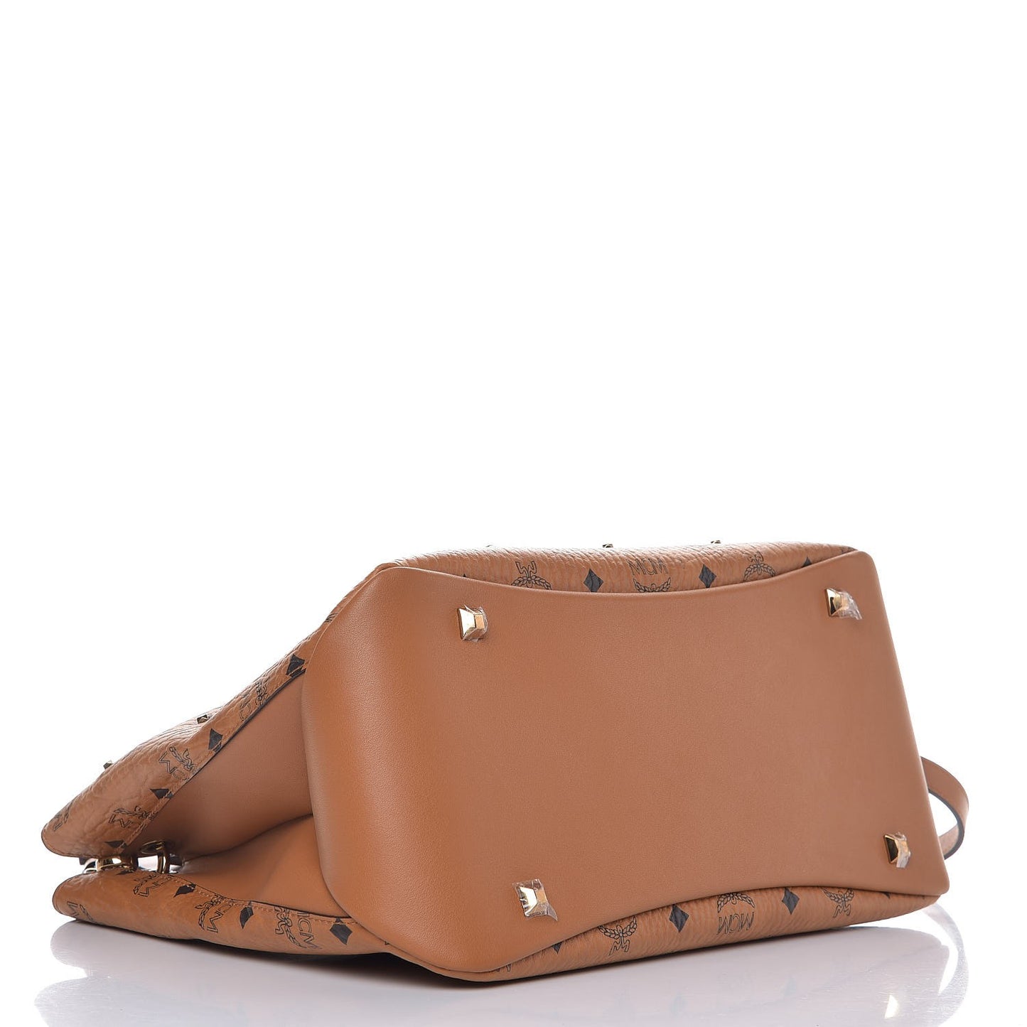 Visetos Studded Medium Tote Cognac