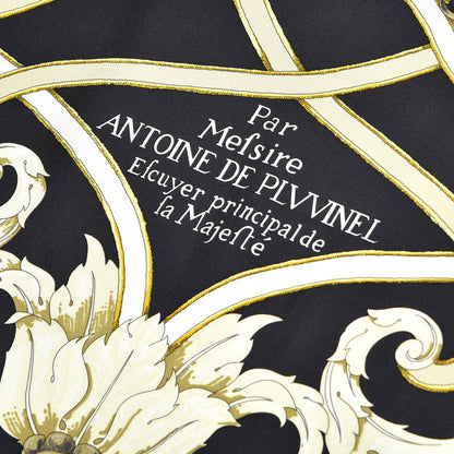 Hermes Silk Scarf L'Instruction Du Roy Scarf 90 Black Gold 3 of 8