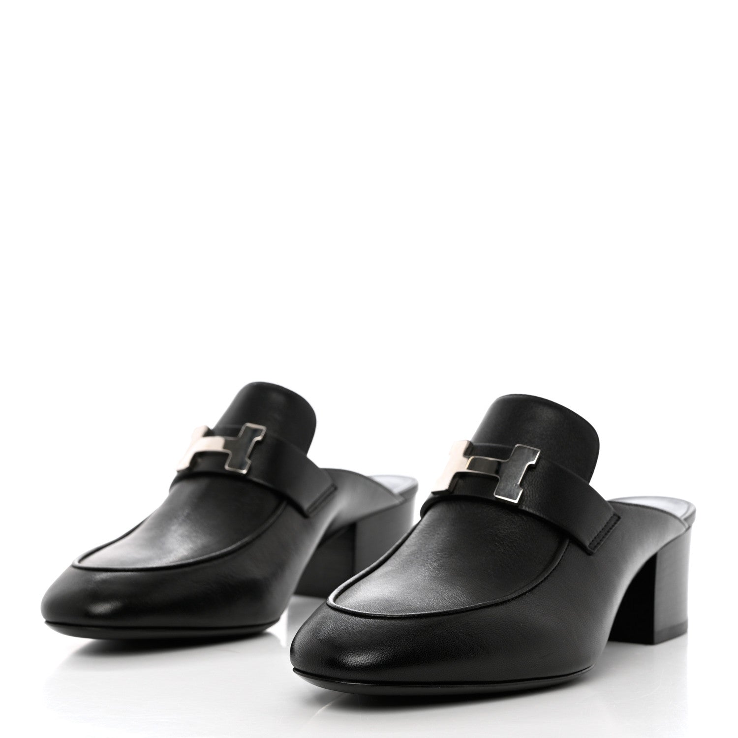 Hermes Goatskin Paradis Mules 37 Black 3 of 12