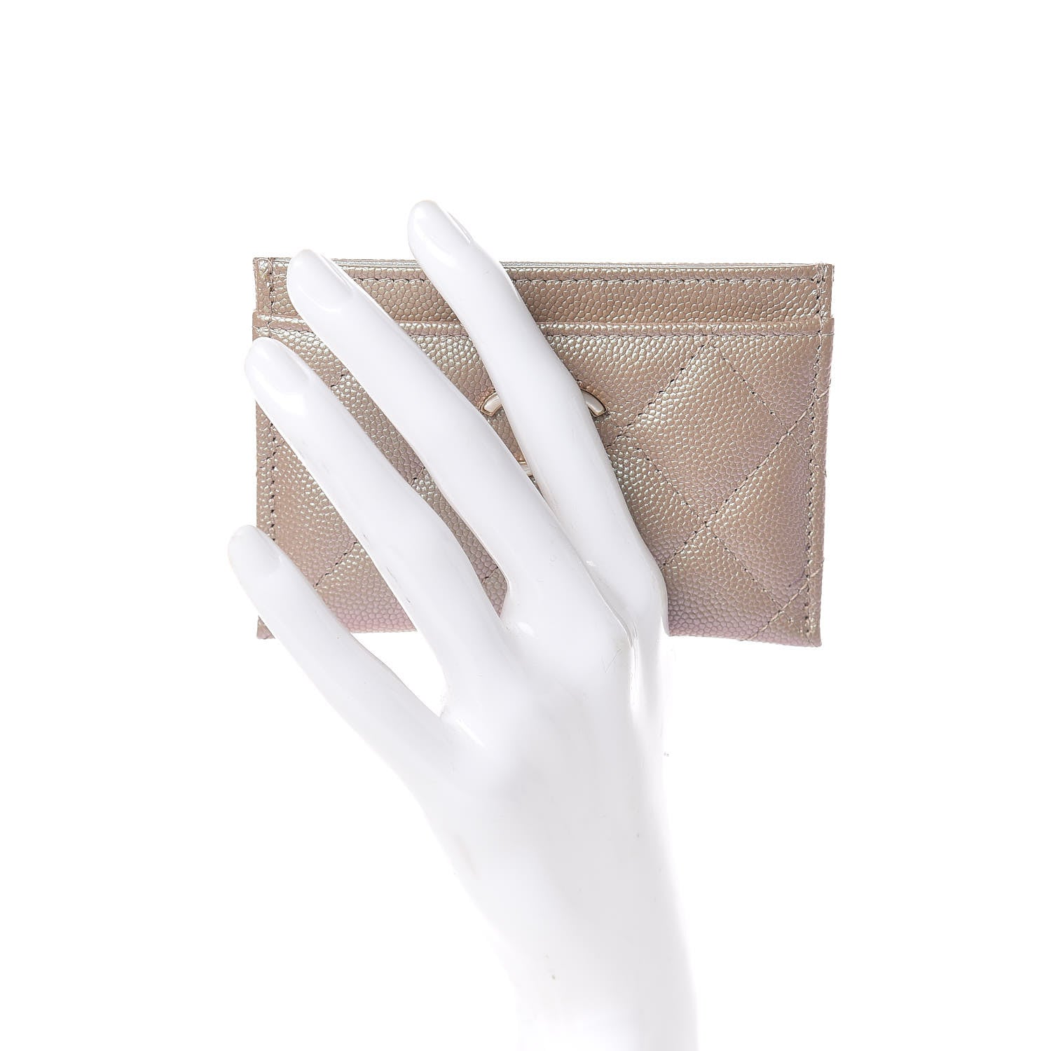 Chanel Iridescent Caviar Quilted Card Holder Beige 2 of 8