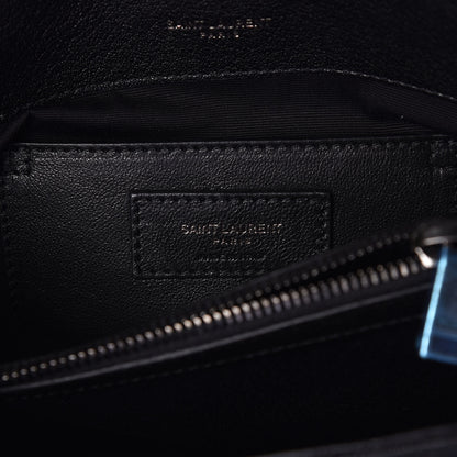 Saint Laurent Sheepskin Matelasse Chevron Monogram Medium College Bag Black 6 of 9