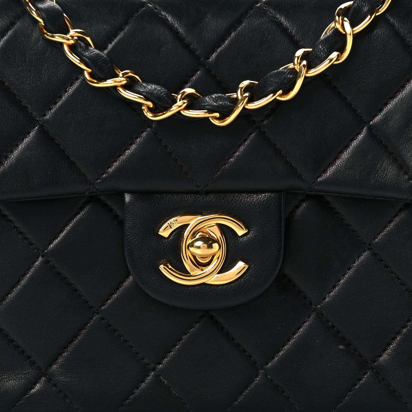 Lambskin Quilted Mini Square Flap Bag Black