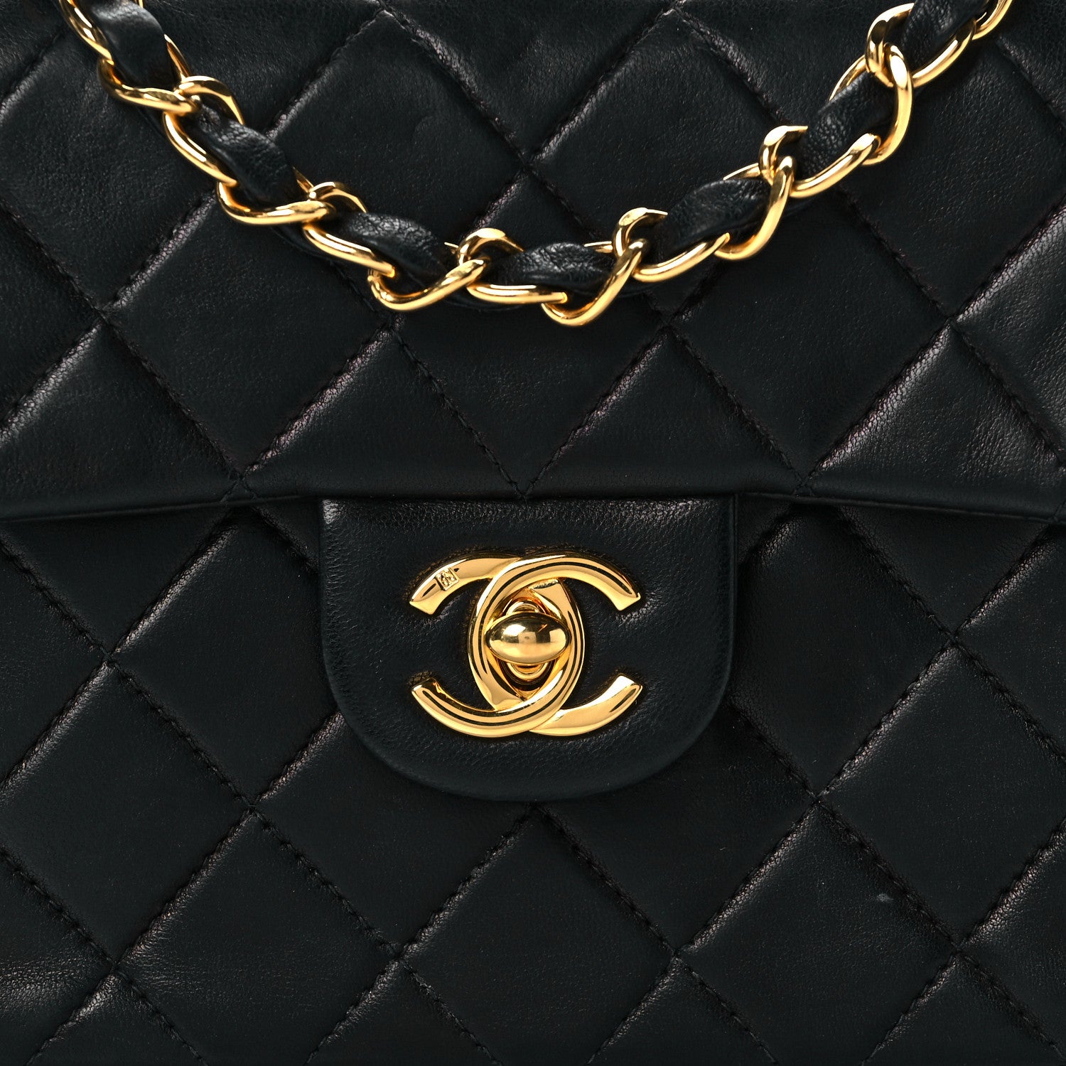 Chanel Lambskin Quilted Mini Square Flap Bag Black 8 of 10
