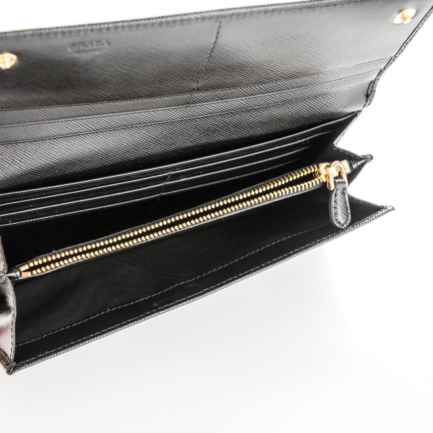 Saffiano Metal Continental Flap Wallet Nero Black