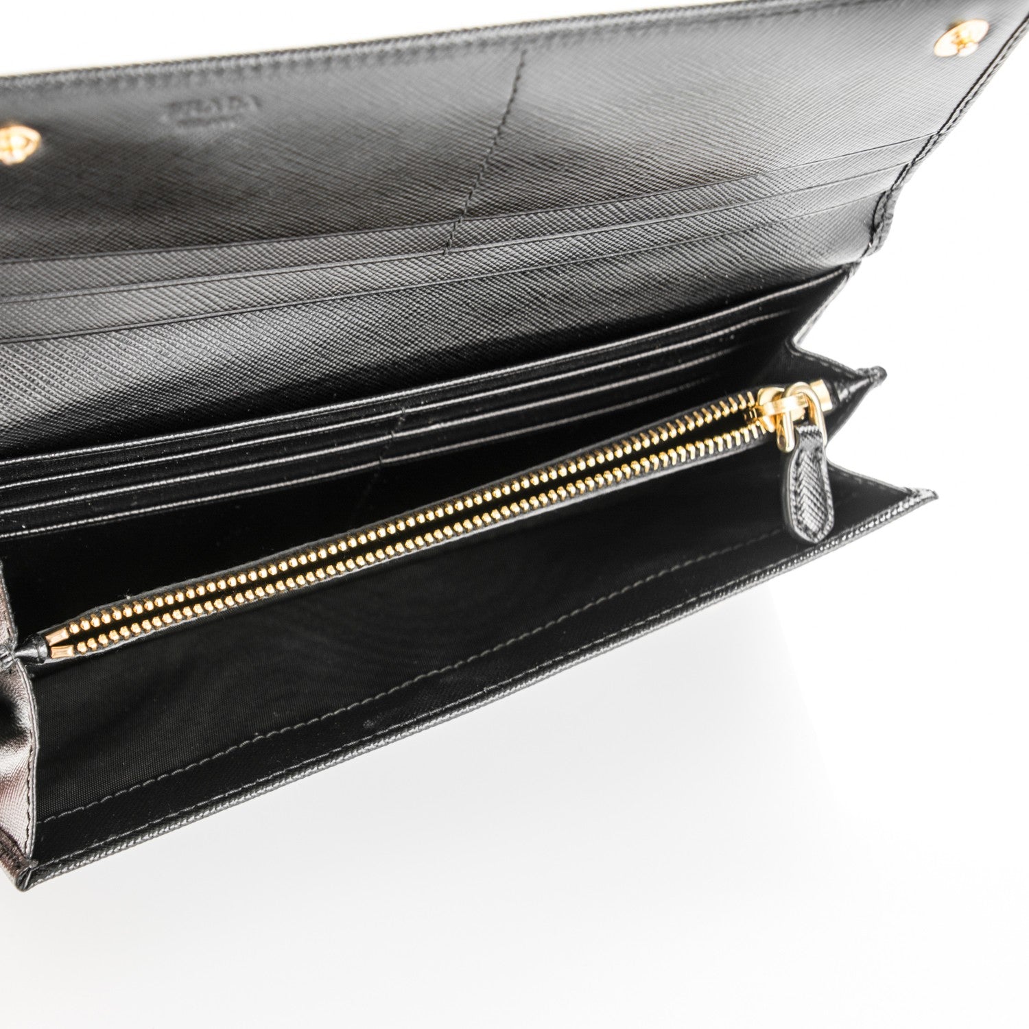 Prada Saffiano Metal Continental Flap Wallet Nero Black 5 of 8