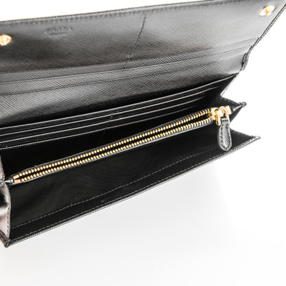 Prada Saffiano Metal Continental Flap Wallet Nero Black 5 of 8