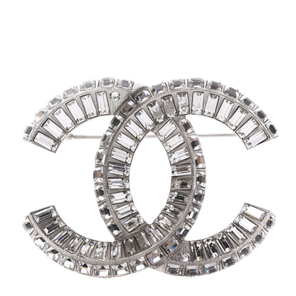Chanel Baguette Crystal CC Brooch Silver 1 of 5