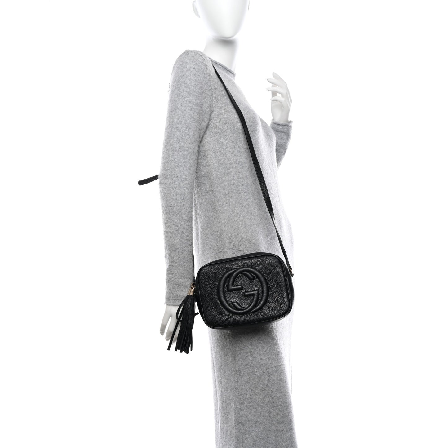 Pebbled Calfskin Small Soho Disco Bag Black