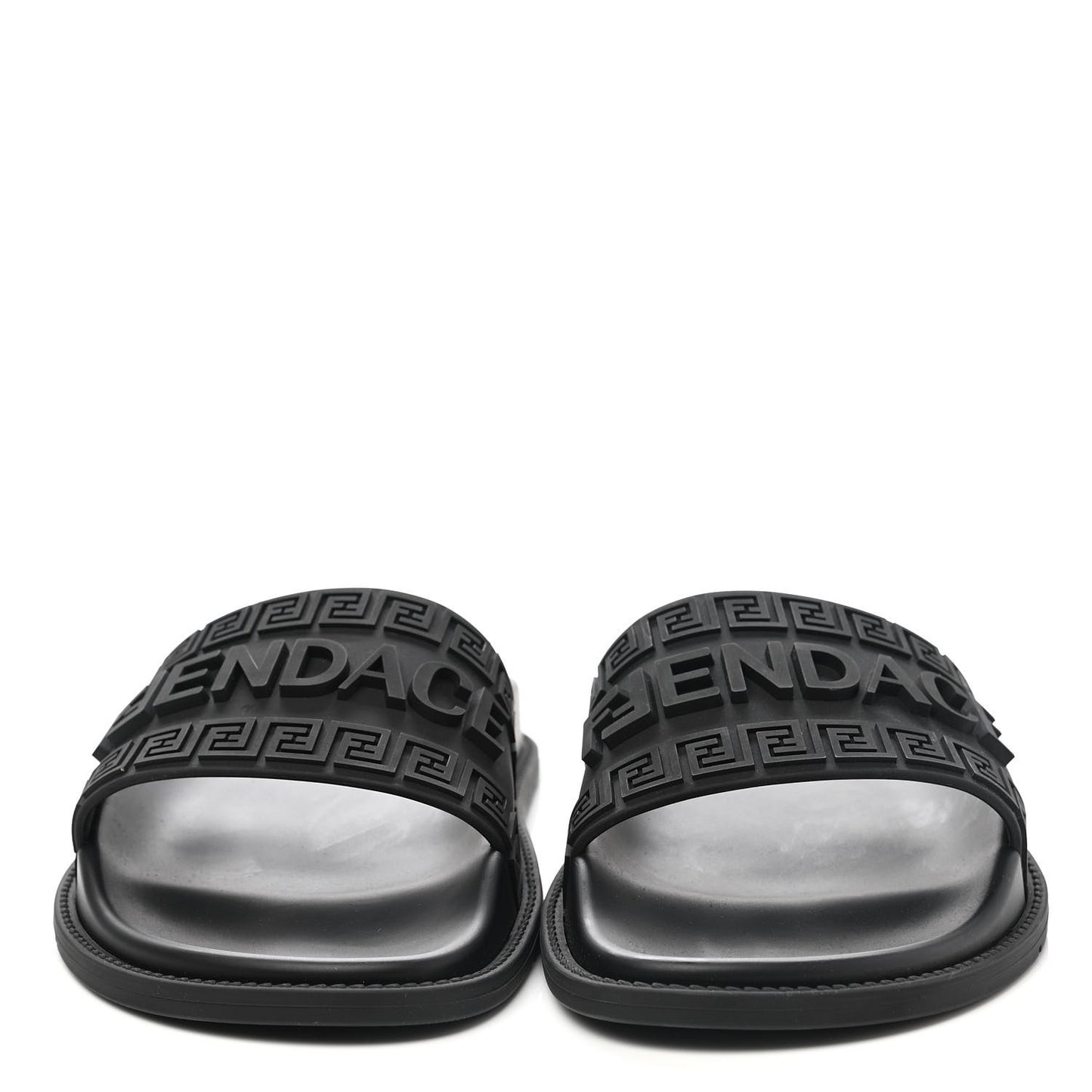X VERSACE Rubber Logo Slide Sandals 40 Black