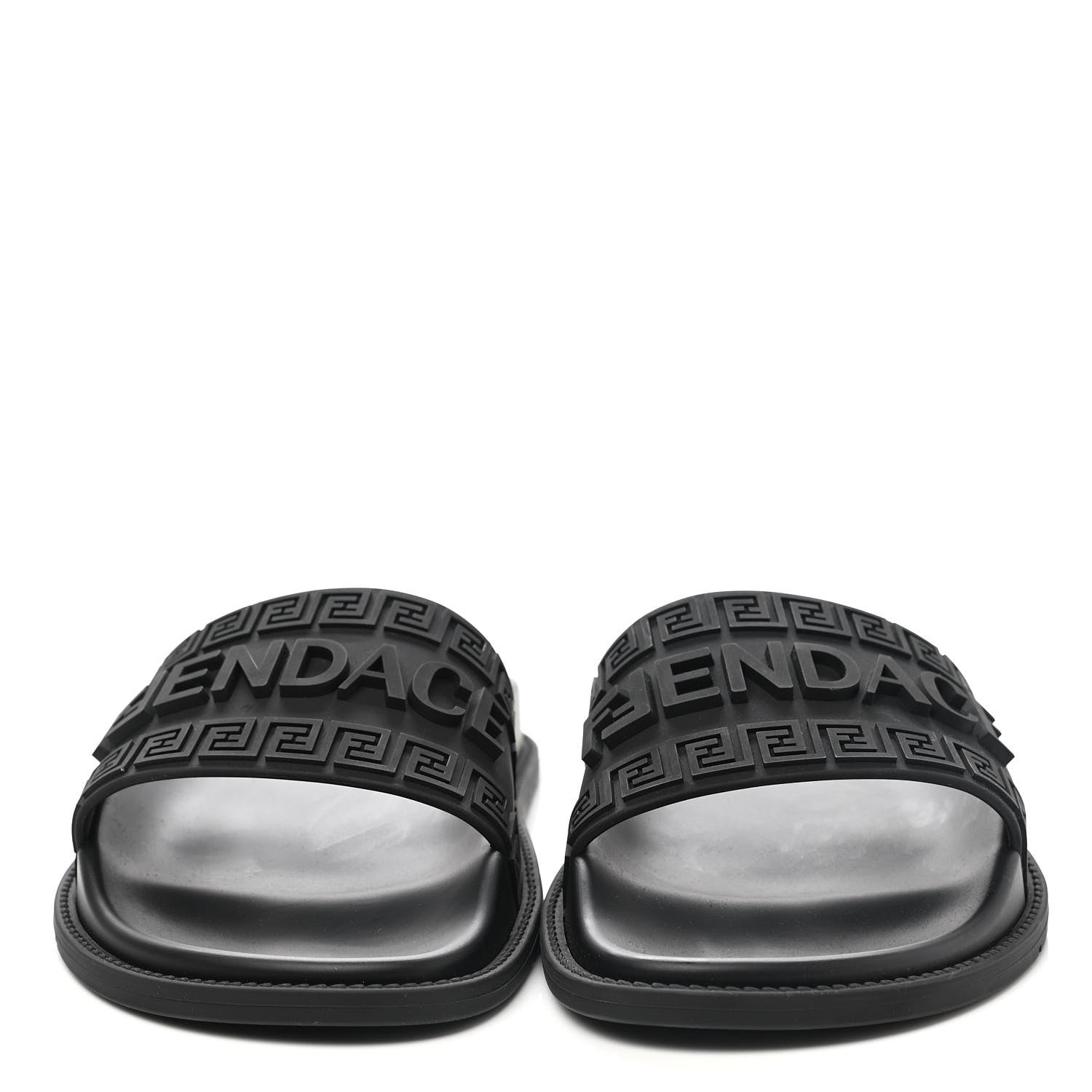 Fendi X VERSACE Rubber Logo Slide Sandals 40 Black 2 of 11