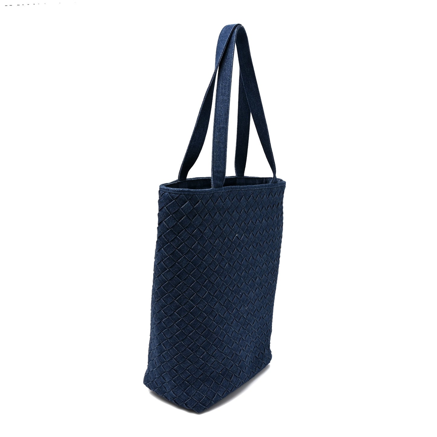Denim Intrecciato Small Shopper Tote Blue