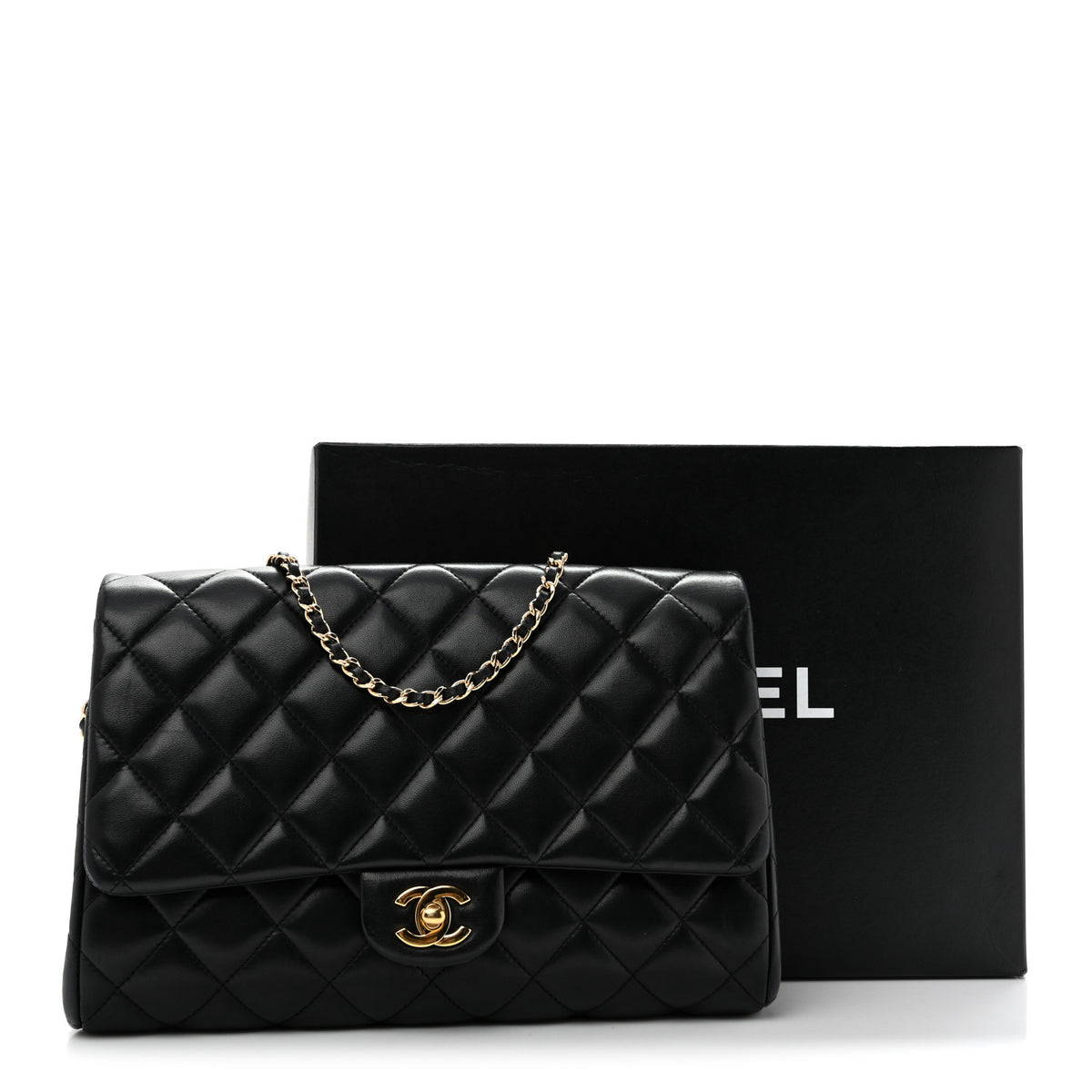 Chanel Lambskin Quilted Clutch with Chain Flap Black 12 of 12