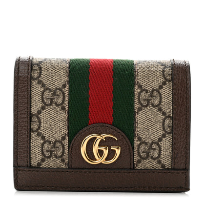 Gucci GG Supreme Monogram Web Ophidia Card Case Beige New Acero 1 of 7
