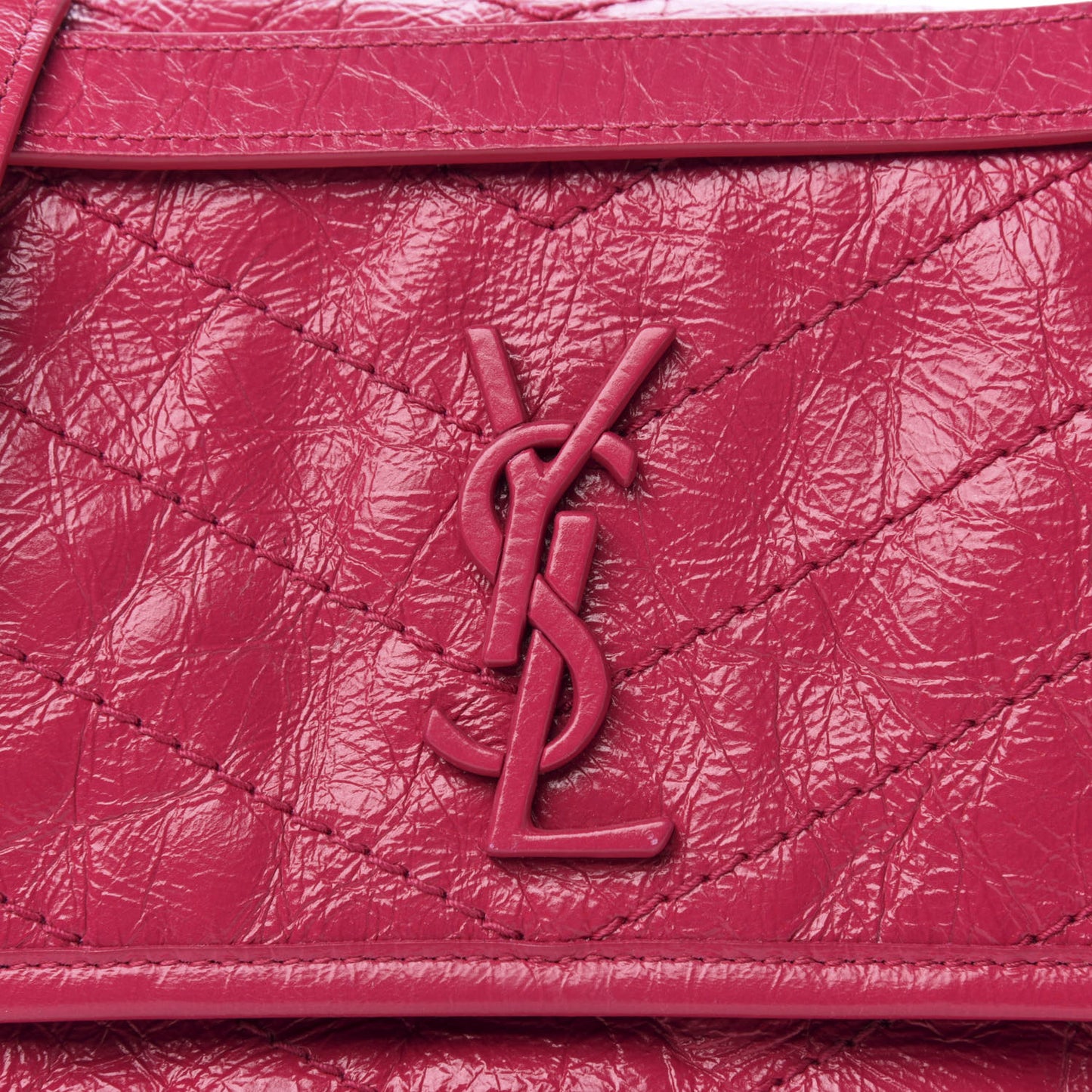 Crinkled Calfskin Matelasse Monogram Baby Niki Chain Satchel Freesia