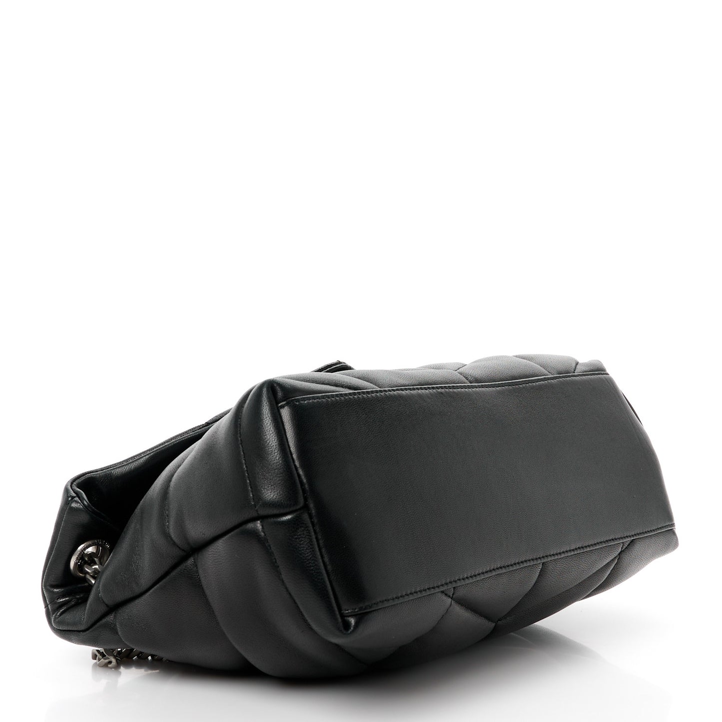 Lambskin Quilted Small Loulou Puffer Monogram Chain Satchel Black
