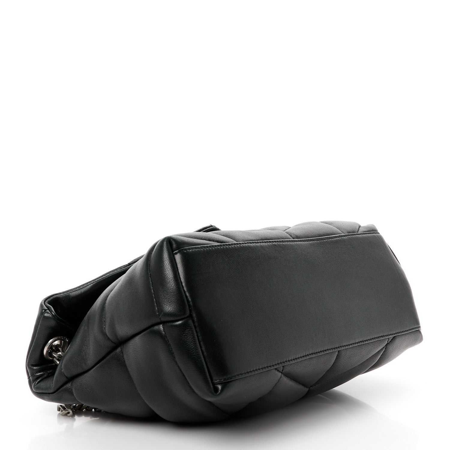 Saint Laurent Lambskin Quilted Small Loulou Puffer Monogram Chain Satchel Black 4 of 11