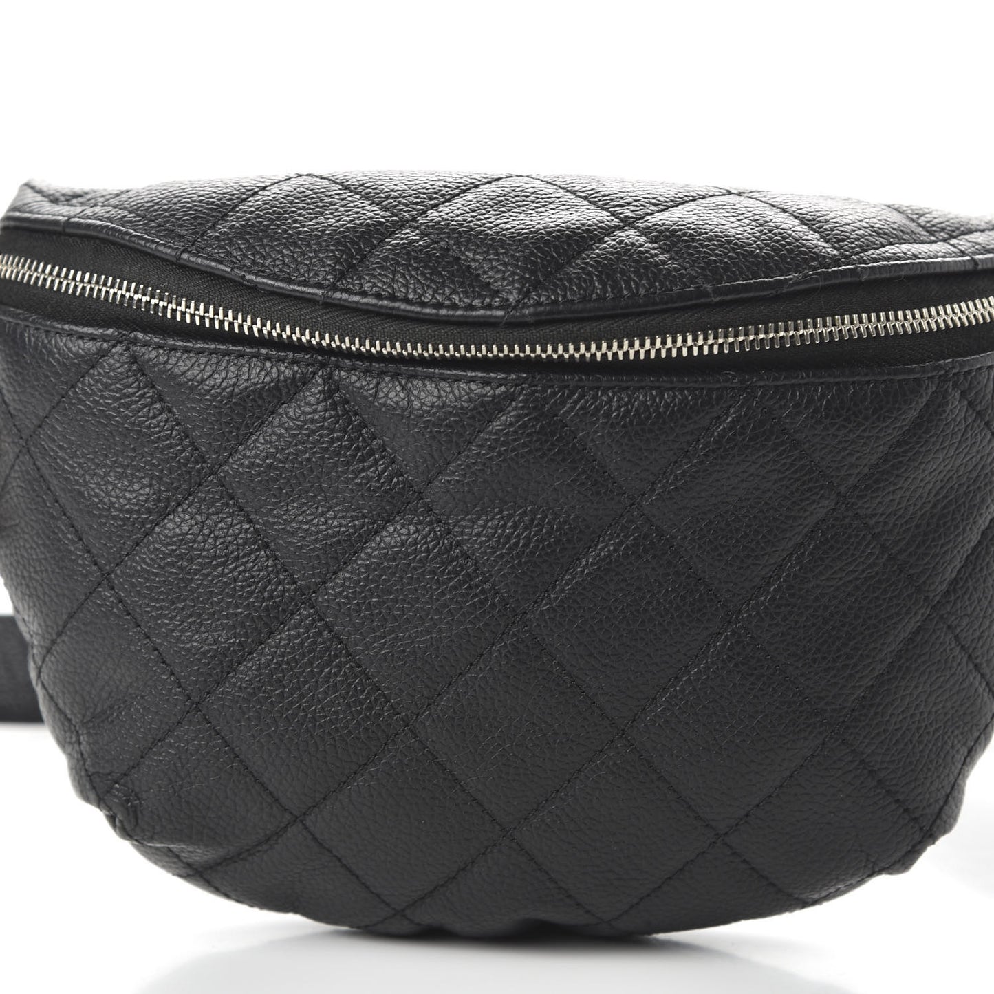 Grained Calfskin Quilted Waist Belt Bag Black