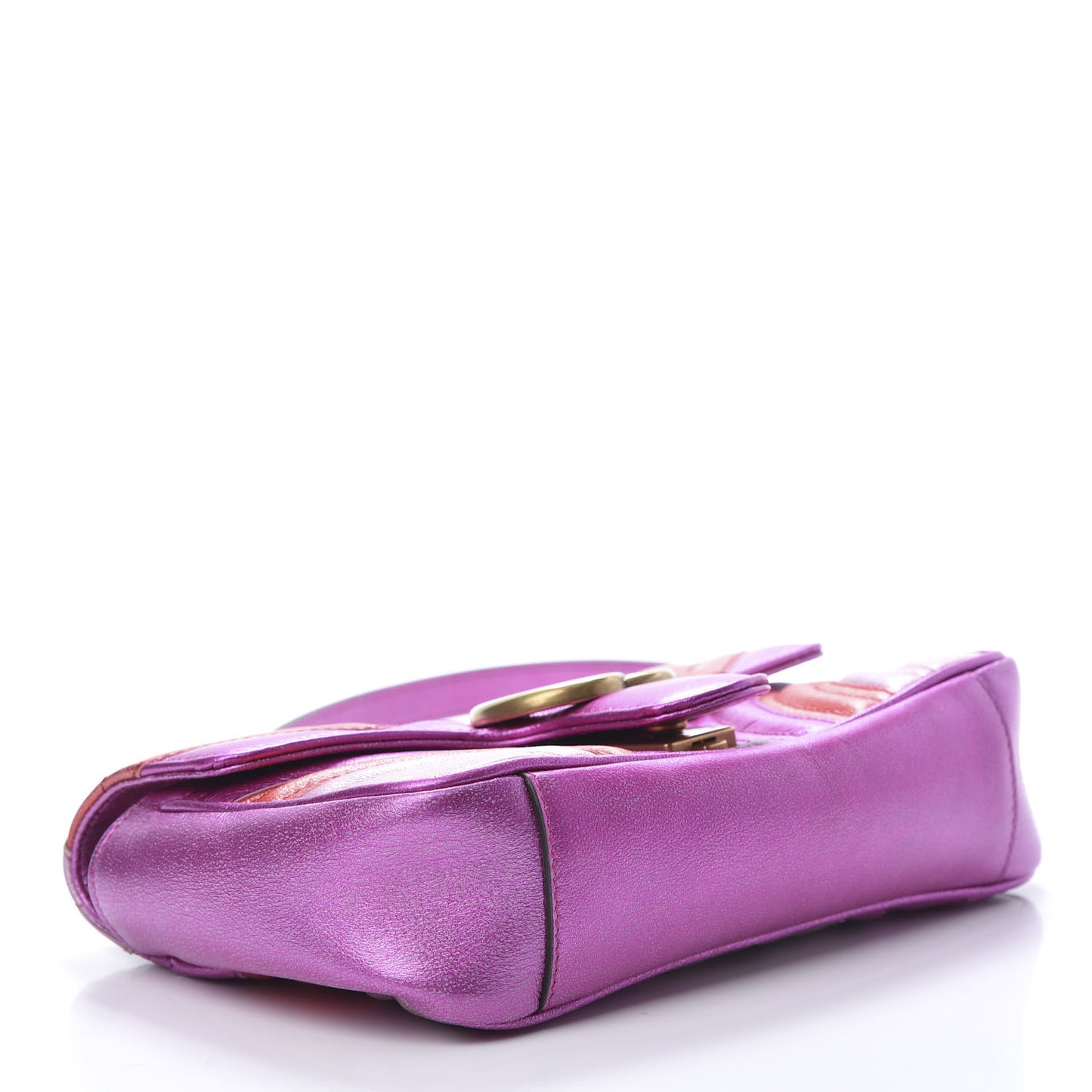Metallic Calfskin Matelasse Mini GG Marmont Shoulder Bag Fuchsia