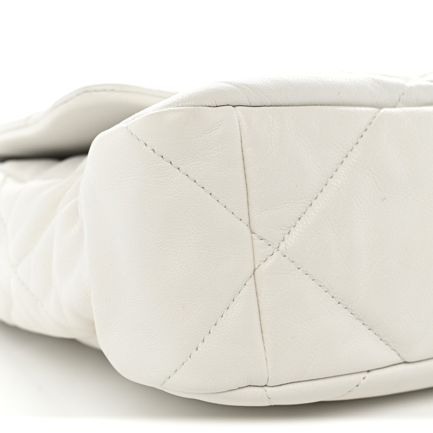 Lambskin Quilted Large Chanel 19 Flap White